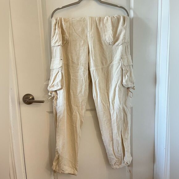 Anthropologie Relaxed Cargo Pants Size S in Ivory - Picture 6 of 9